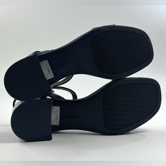 🔴SOLD🔴Clarks Jaylan Ray Black Leather Womens Block Heel Sandals 26181658 - Picture 8 of 9